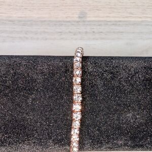 Rose Gold Rhinestone Tennis Bracelet Stretch Bangle Clear Crystal